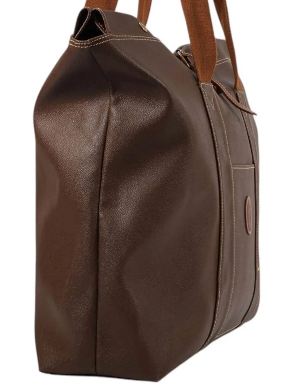 Vintage Trussardi Brown Leather Oversized Tote Bag Weekender Travel Carryall